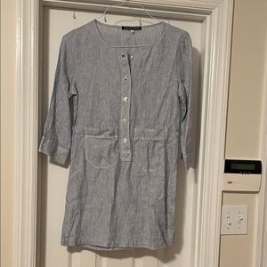 Caroline Freese Striped Blue Button-Down Dress